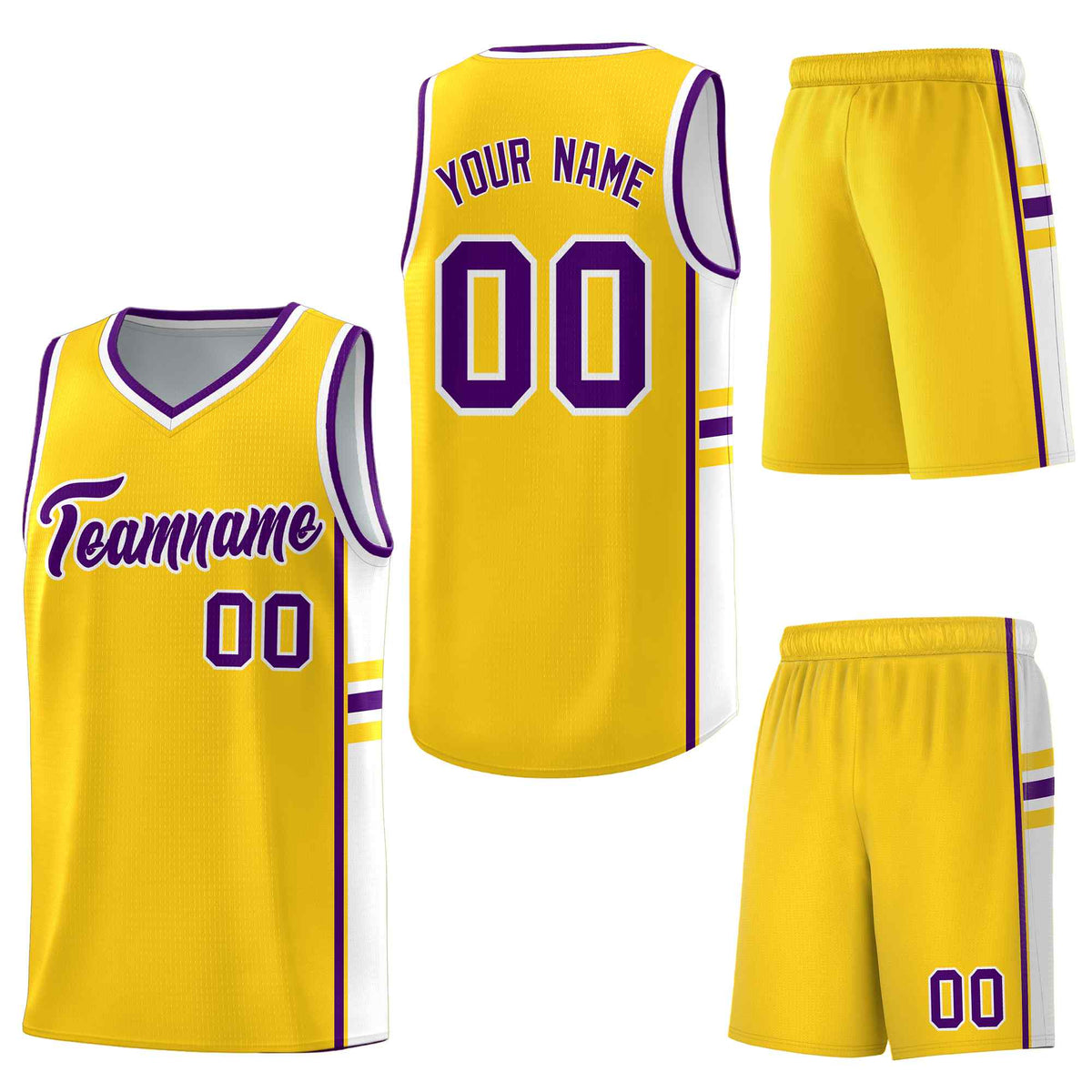 Custom Gold White Classic Color Block Wrinkle-Resistant Personalized Uniform Basketball Jersey