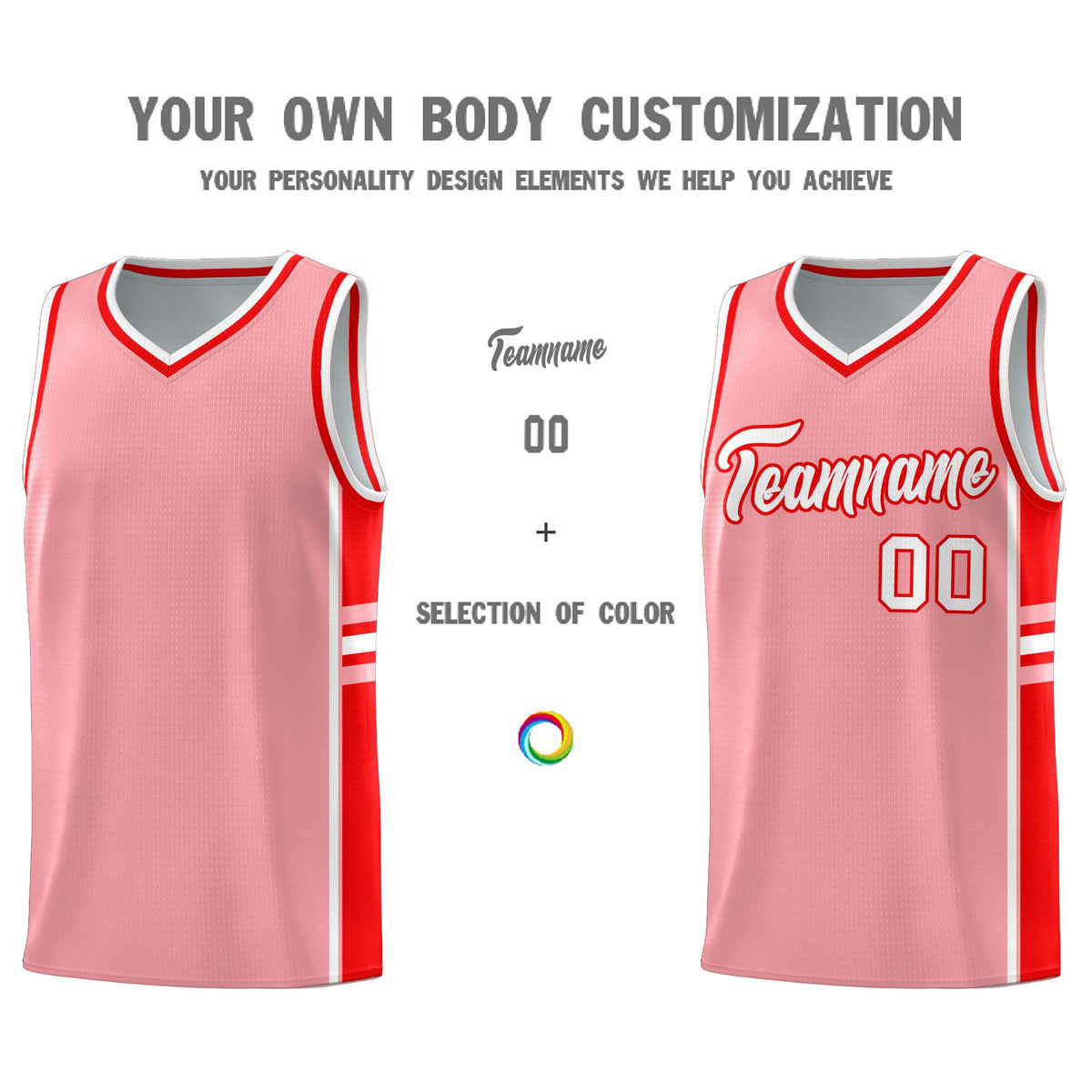 Custom Youth Basketball Jersey - Light Pink Light Red Two-Tone Varsity Jersey Set