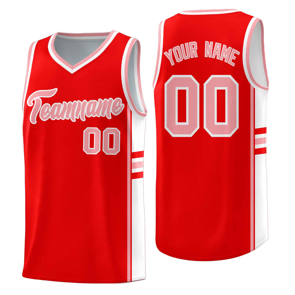 Custom Youth Basketball Jersey - Light Red White Two-Tone Classic Varsity Uniform
