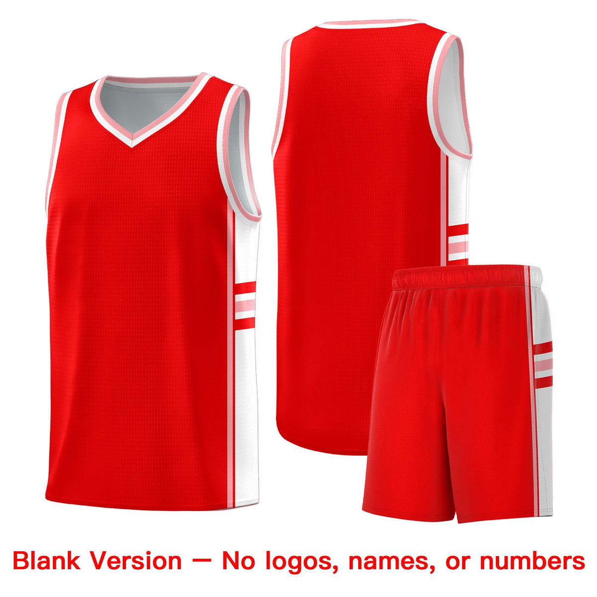 Custom Youth Basketball Jersey - Light Red White Two-Tone Classic Varsity Uniform