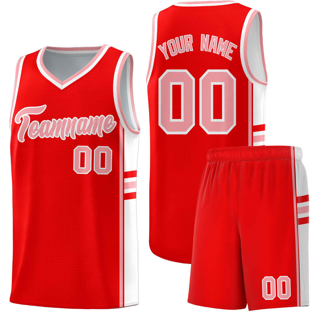 Custom Youth Basketball Jersey - Light Red White Two-Tone Classic Varsity Uniform