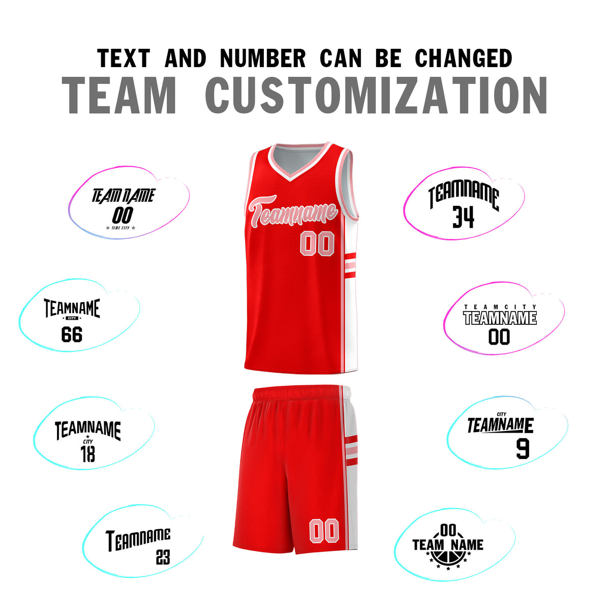 Custom Youth Basketball Jersey - Light Red White Two-Tone Classic Varsity Uniform