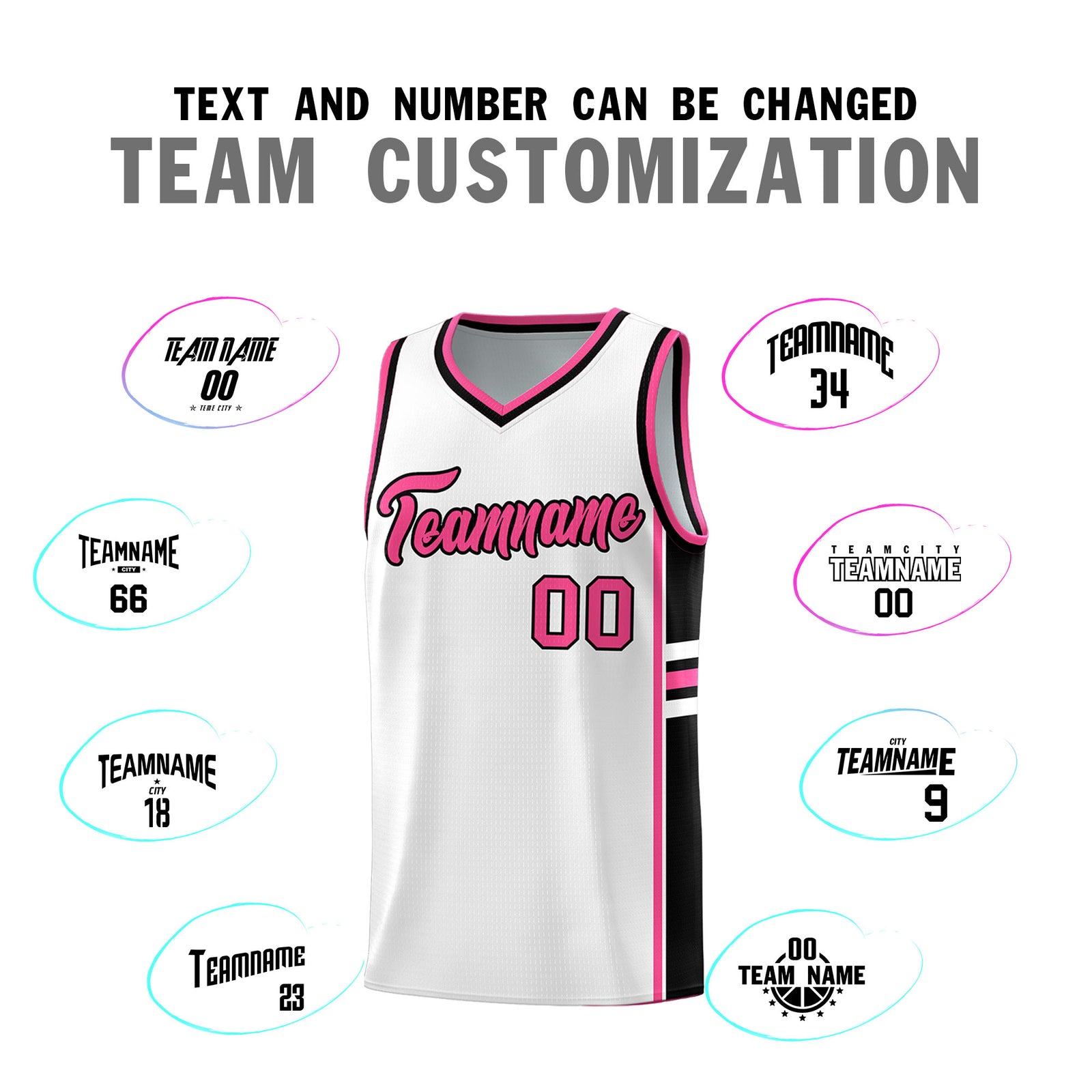 Custom Youth Basketball Jersey - White Pink Personalized Varsity Two-Tone Uniform