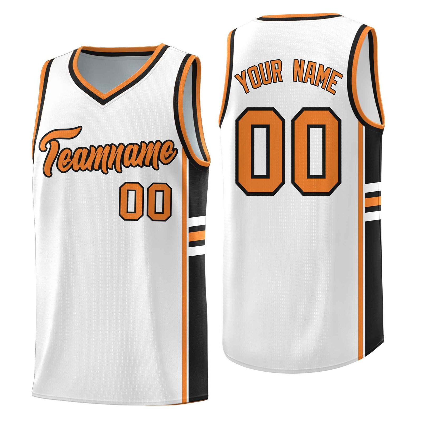 Custom Youth Basketball Jersey - White Gold Orange Personalized Varsity Two-Tone Uniform