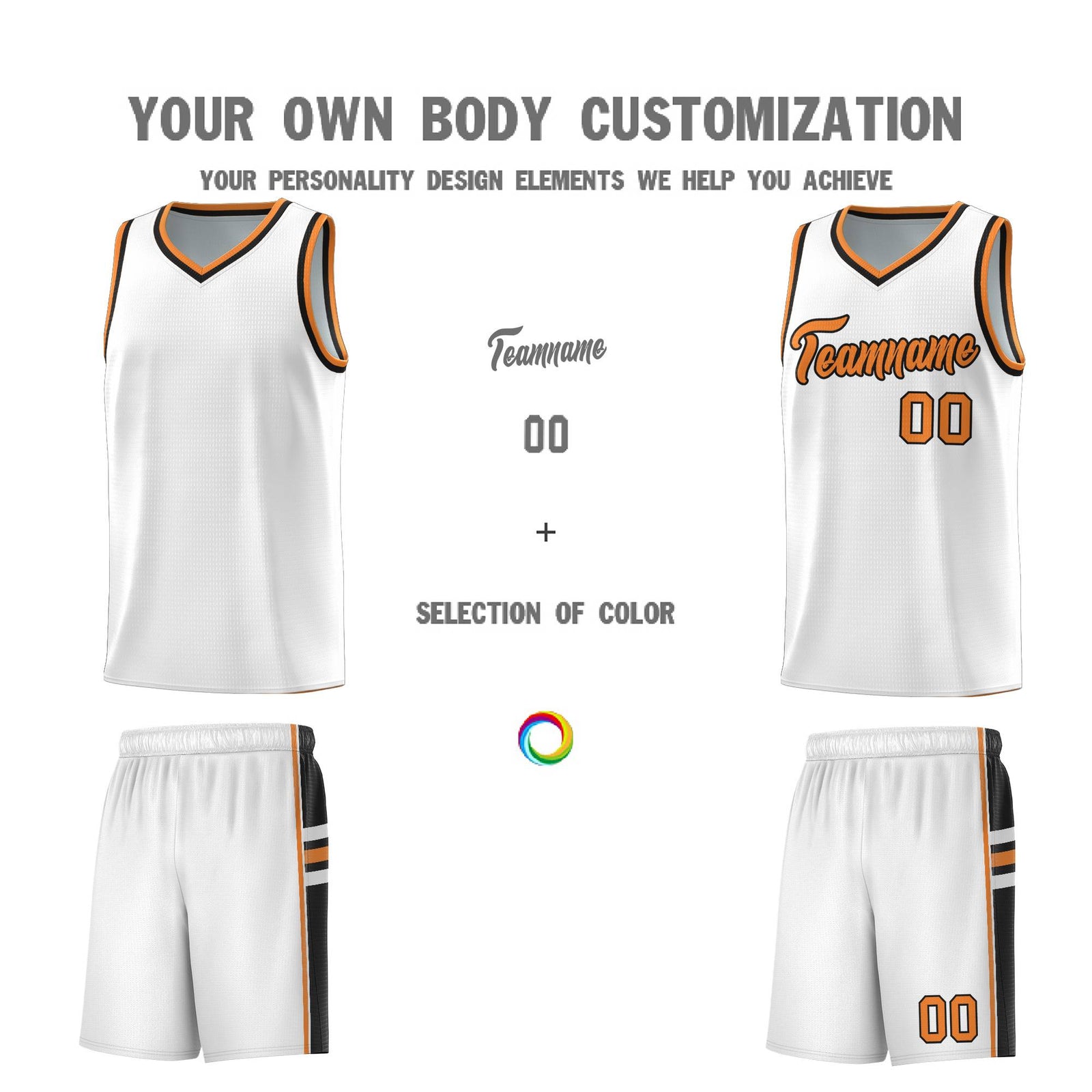 Custom Youth Basketball Jersey - White Gold Orange Personalized Varsity Two-Tone Uniform