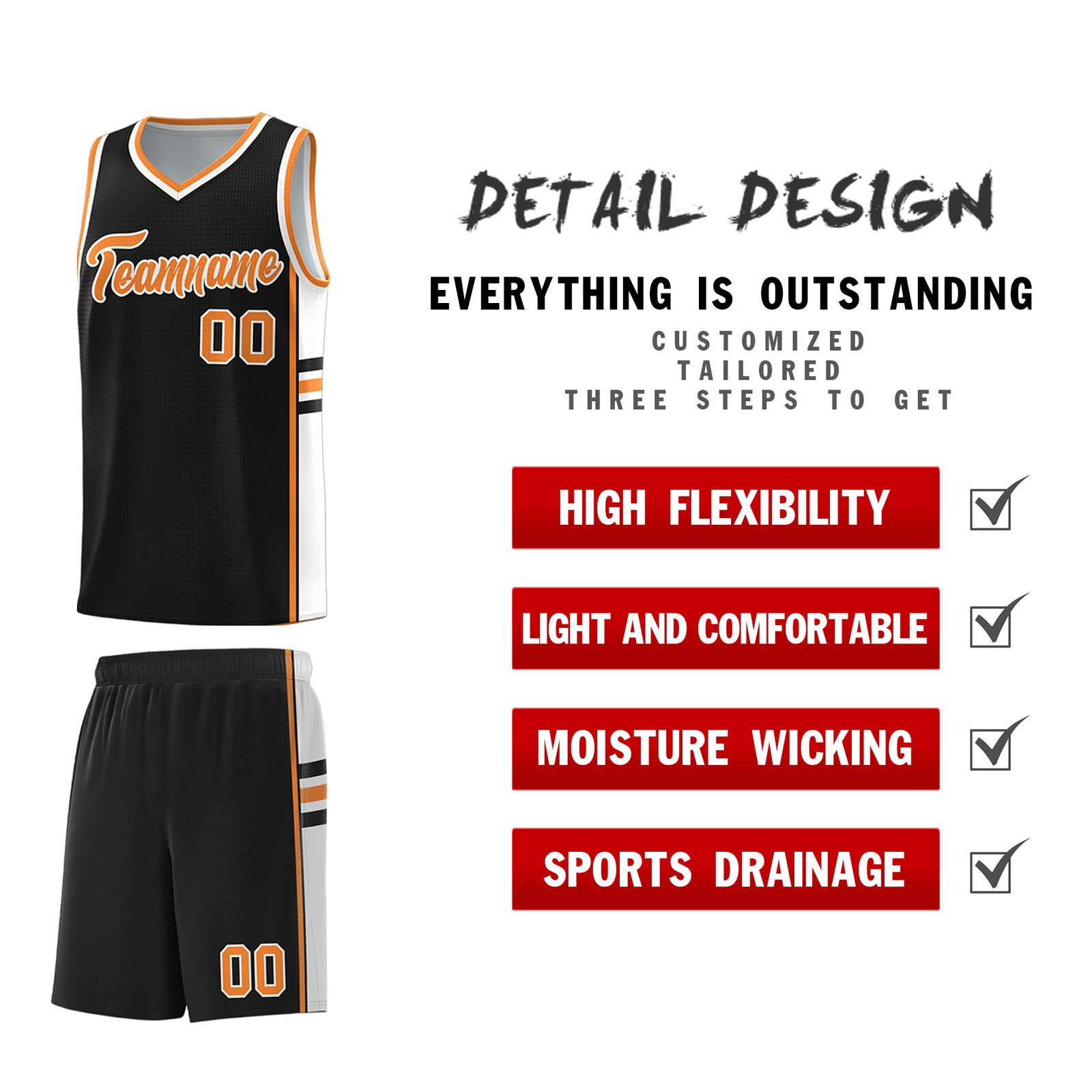 Custom Youth Basketball Jersey - Black Gold Orange Two-Tone Classic Varsity Uniform