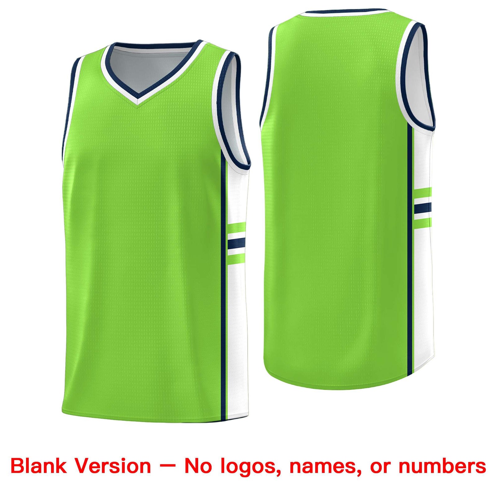 Custom Youth Basketball Jersey - Fluorescent Green White Two-Tone Classic Varsity Uniform