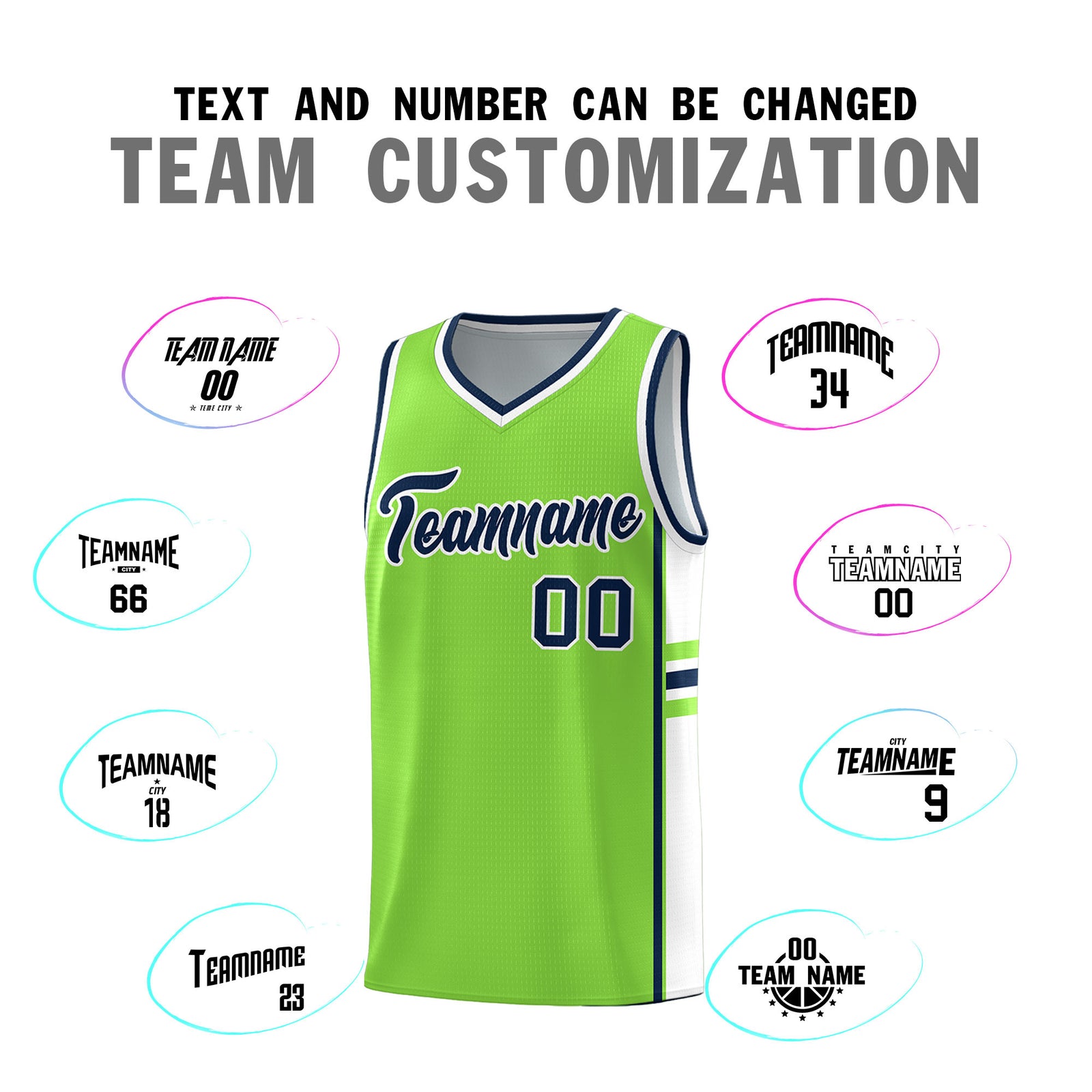 Custom Youth Basketball Jersey - Fluorescent Green White Two-Tone Classic Varsity Uniform
