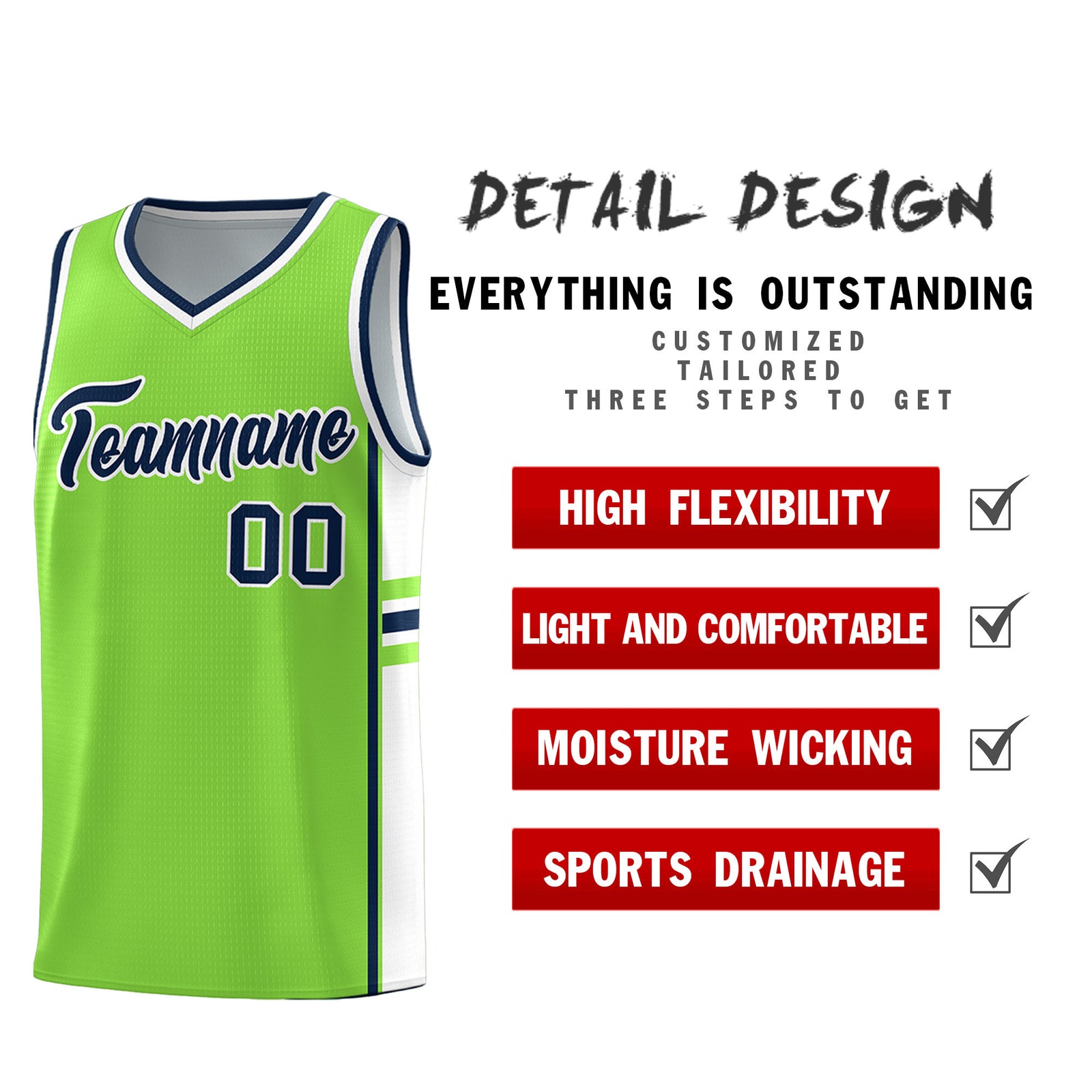 Custom Youth Basketball Jersey - Fluorescent Green White Two-Tone Classic Varsity Uniform