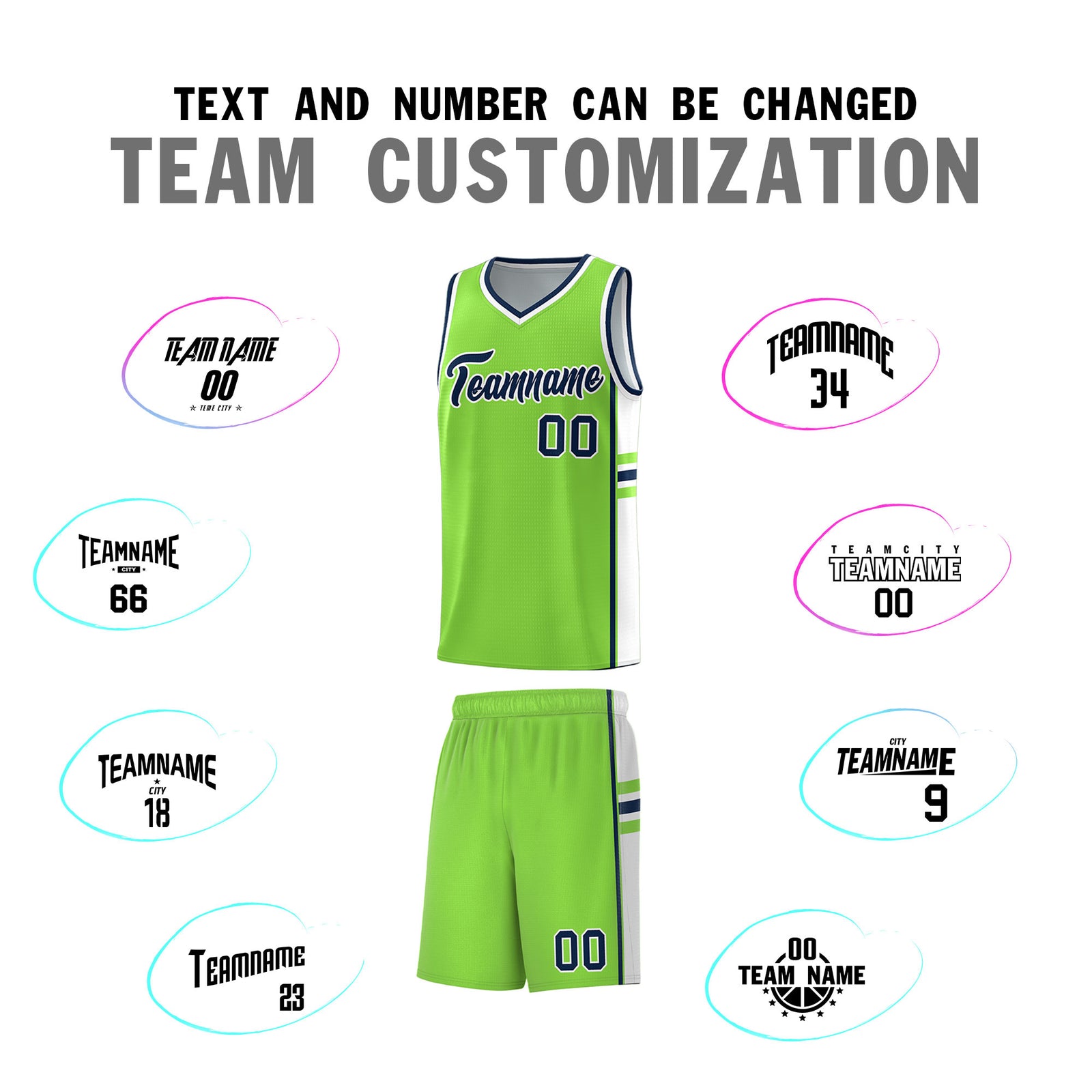 Custom Youth Basketball Jersey - Fluorescent Green White Two-Tone Classic Varsity Uniform