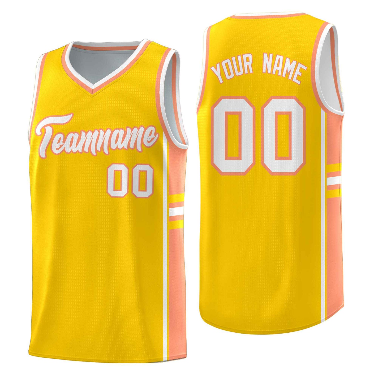 Custom Youth Basketball Jersey - Gold Light Orange Personalized Varsity Two-Tone Uniform