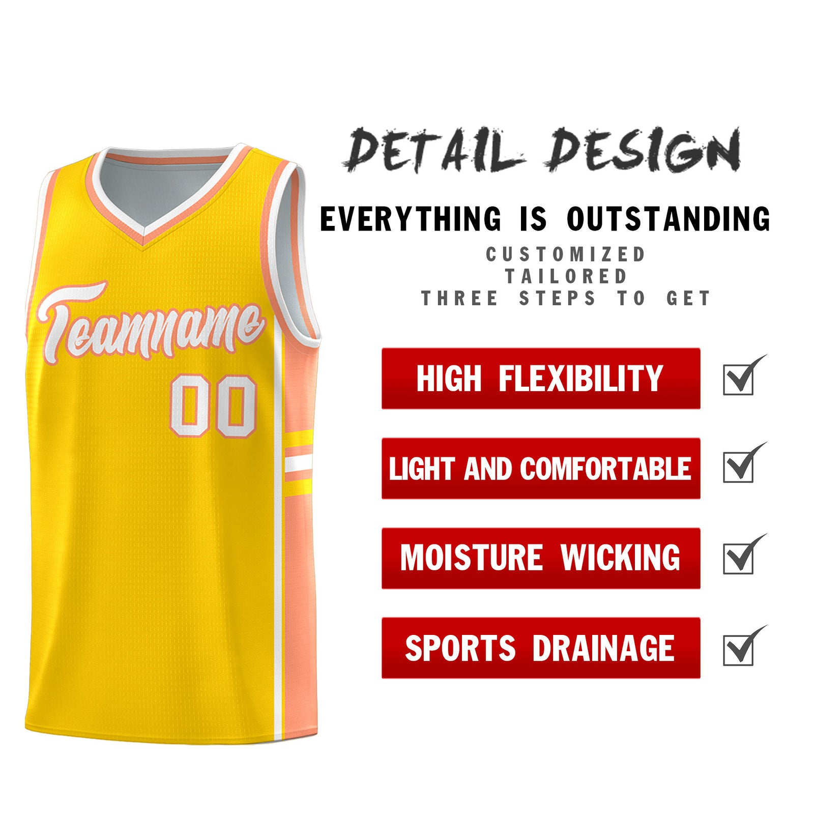 Custom Youth Basketball Jersey - Gold Light Orange Personalized Varsity Two-Tone Uniform