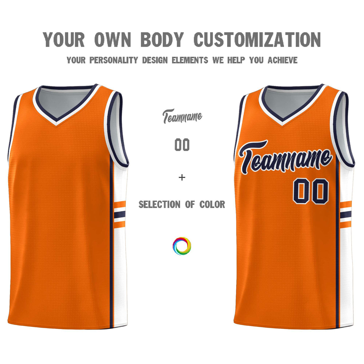 Custom Youth Basketball Jersey - Orange White Personalized Varsity Two-Tone Uniform