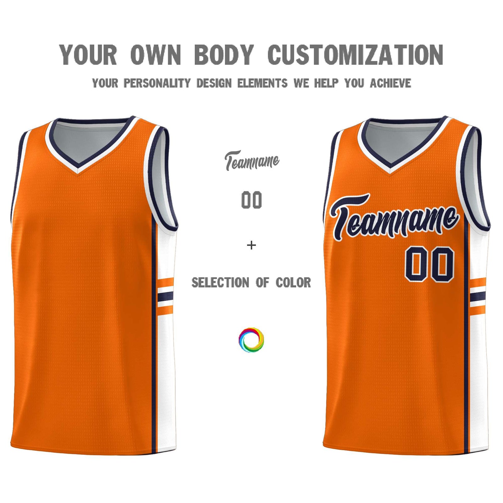 Custom Youth Basketball Jersey - Orange White Personalized Varsity Two-Tone Uniform