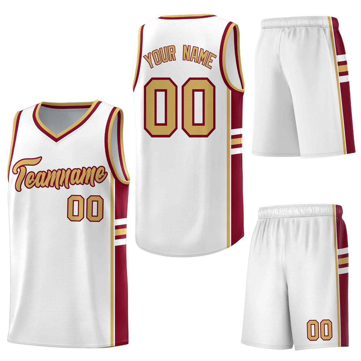 Custom White Crimson Classic Color Block Wrinkle-Resistant Personalized Uniform Basketball Jersey
