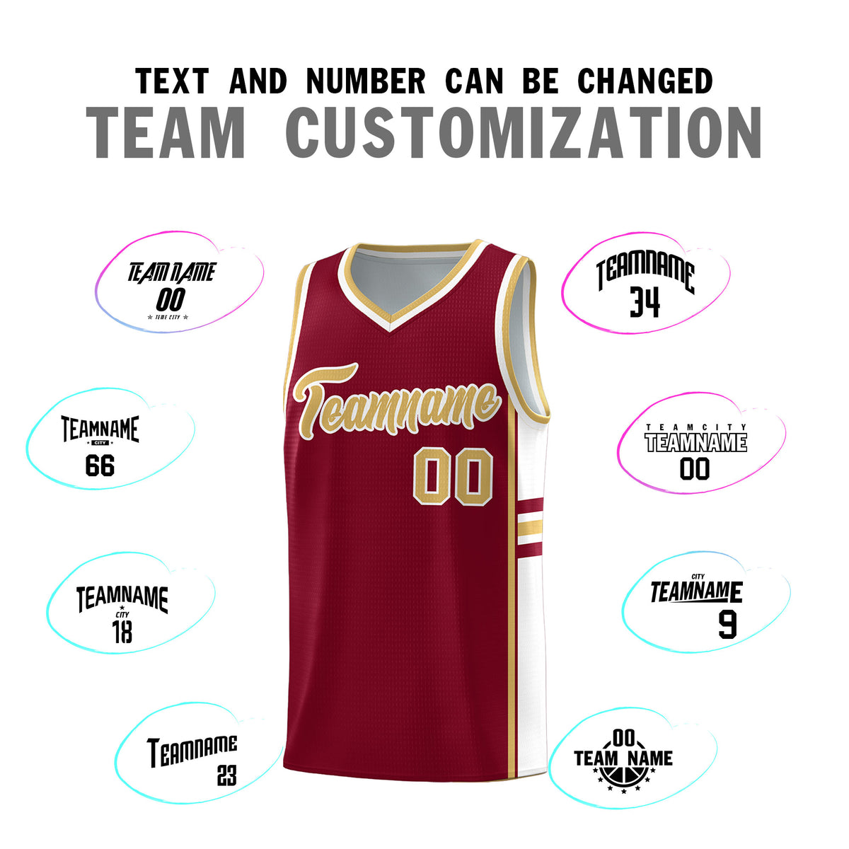 Custom Youth Basketball Jersey - Crimson Old Gold Personalized Varsity Two-Tone Uniform