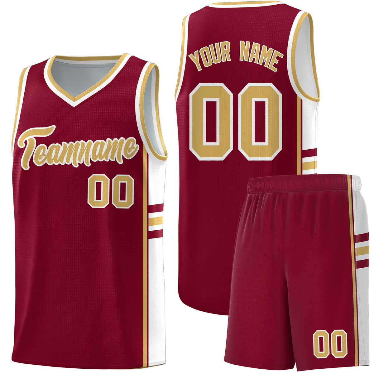 Custom Youth Basketball Jersey - Crimson Old Gold Personalized Varsity Two-Tone Uniform