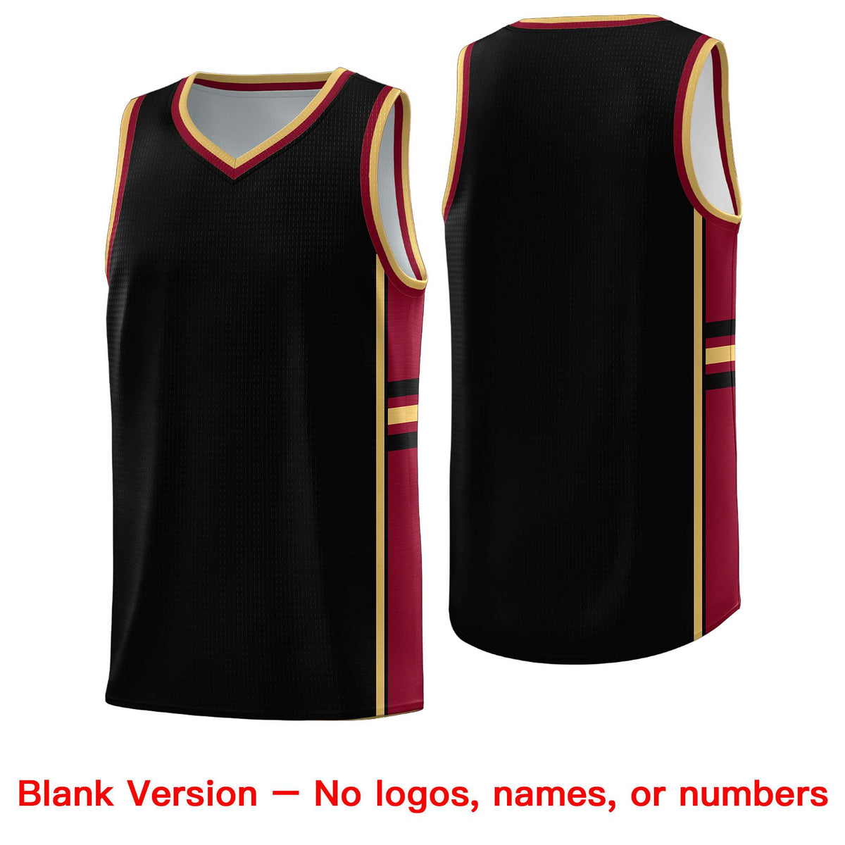 Custom Youth Basketball Jersey - Black Crimson Two-Tone Varsity Jersey Set