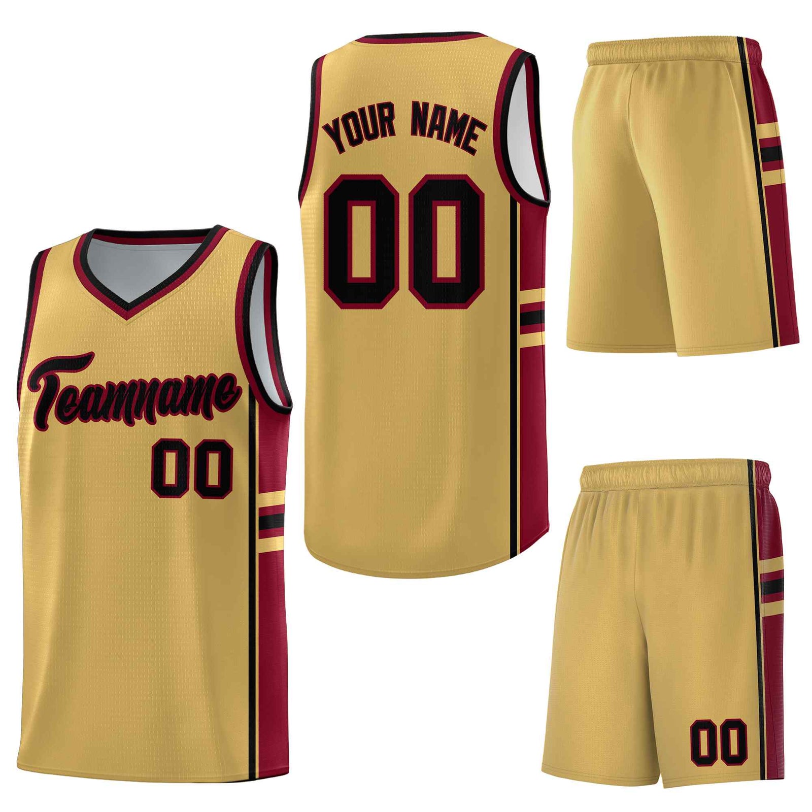 Custom Old Gold Crimson Classic Color Block Lightweight Personalized Uniform Basketball Jersey