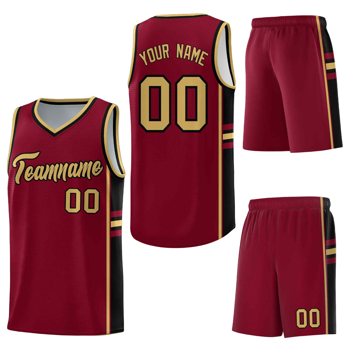 Custom Crimson Black Classic Color Block Wrinkle-Resistant Varsity Uniform Basketball Jersey