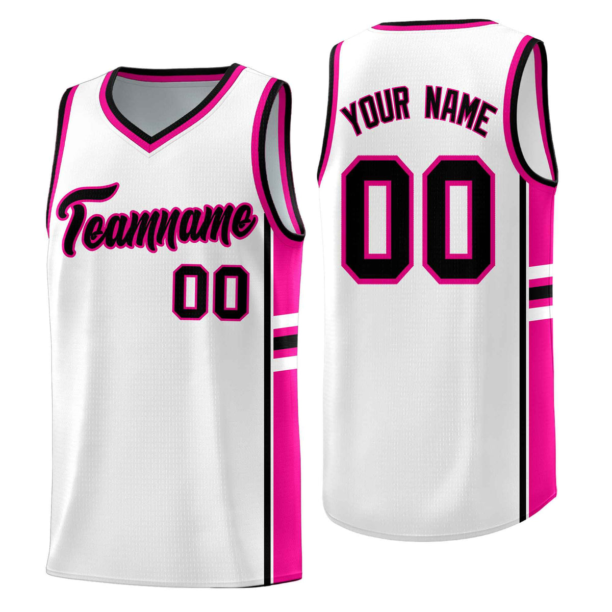 Custom Youth Basketball Jersey - White Pink Two-Tone Varsity Jersey Set