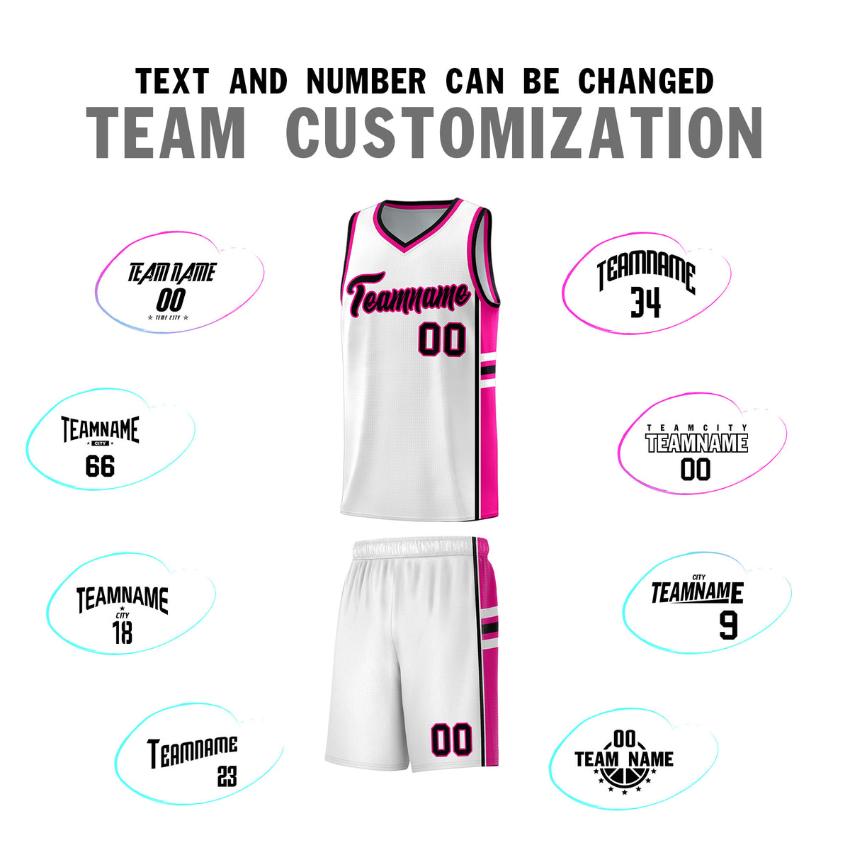 Custom Youth Basketball Jersey - White Pink Two-Tone Varsity Jersey Set