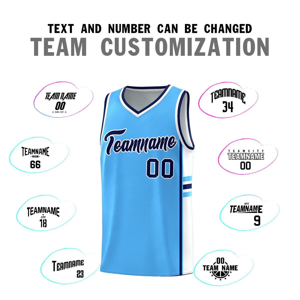 Custom Youth Basketball Jersey - Powder Blue White Personalized Varsity Two-Tone Uniform