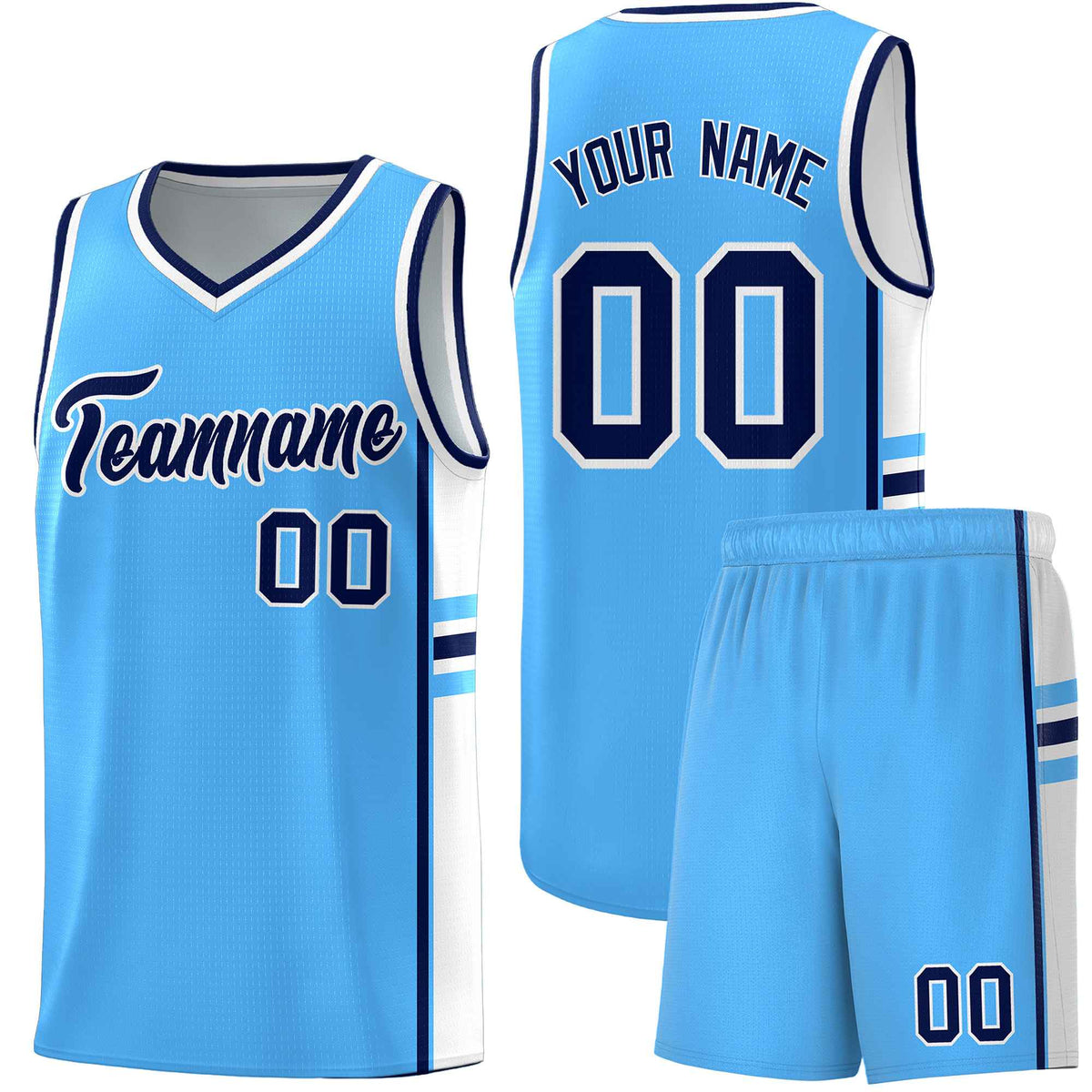 Custom Youth Basketball Jersey - Powder Blue White Personalized Varsity Two-Tone Uniform