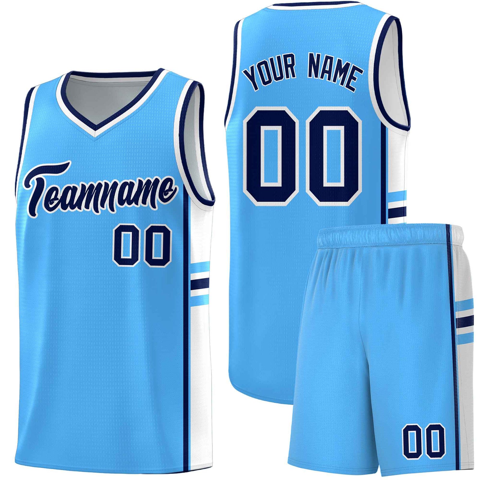 Custom Youth Basketball Jersey - Powder Blue White Personalized Varsity Two-Tone Uniform