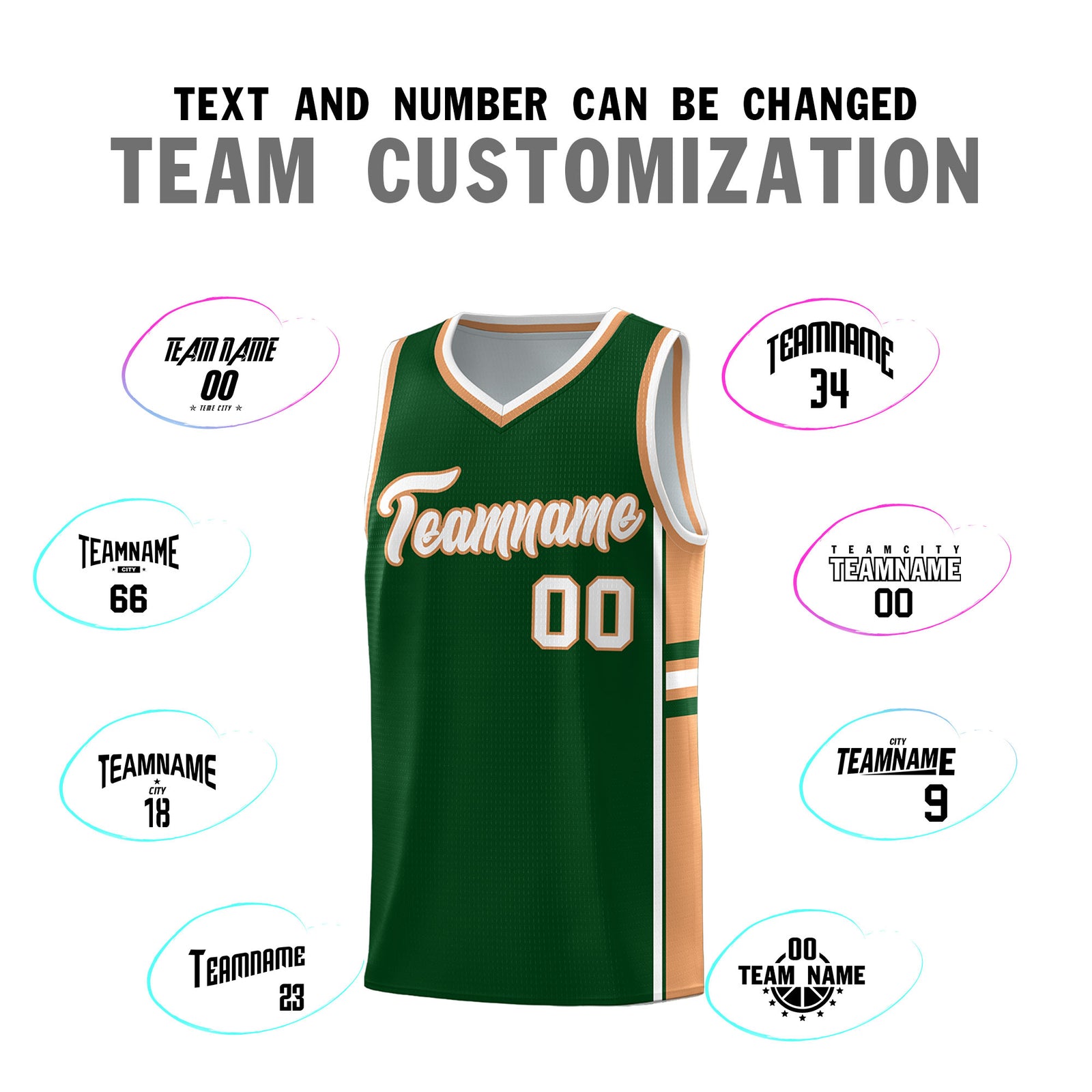 Custom Youth Basketball Jersey - Green Buckskin Brown Two-Tone Classic Varsity Uniform