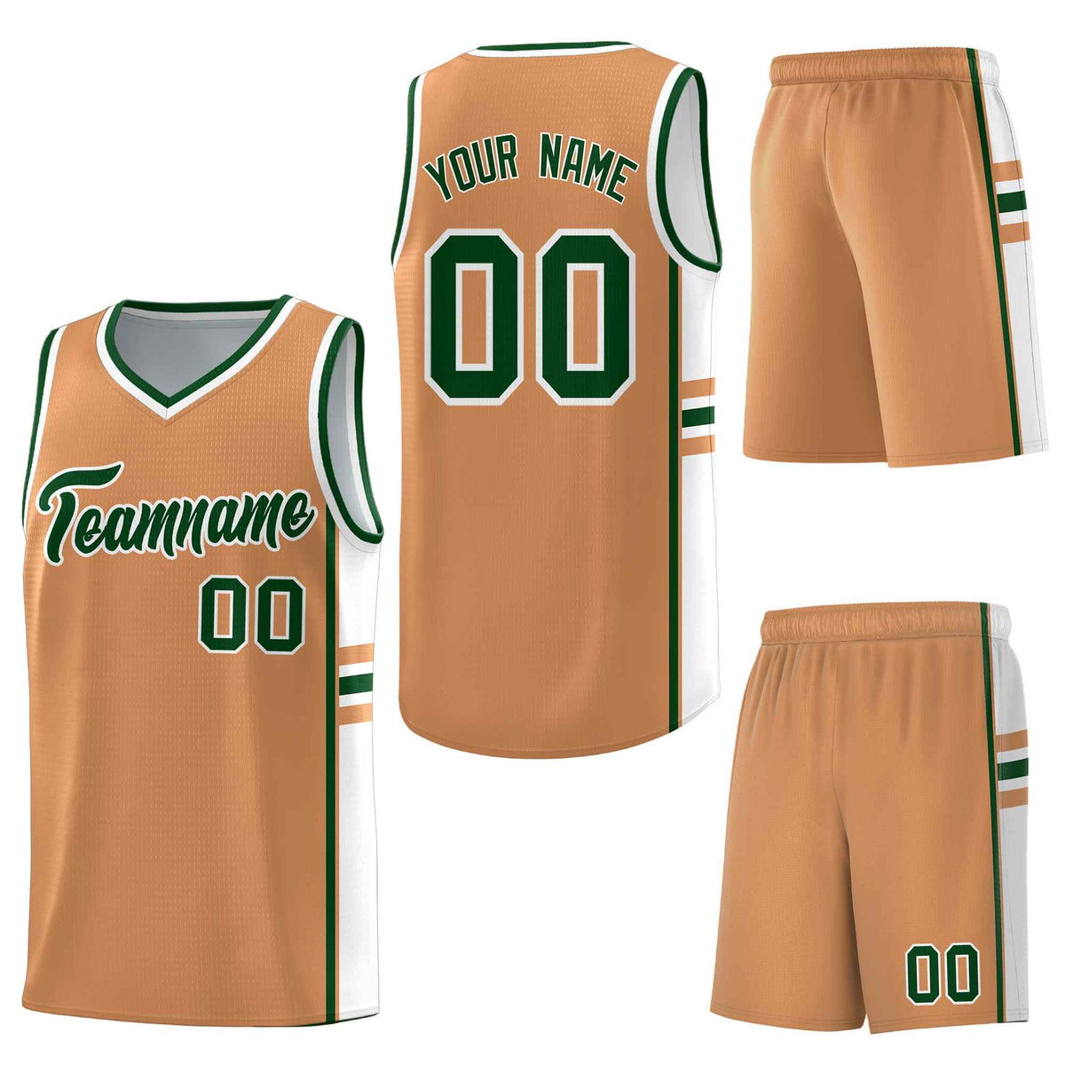 Custom Buckskin Brown White Classic Color Block Breathable Varsity Uniform Basketball Jersey