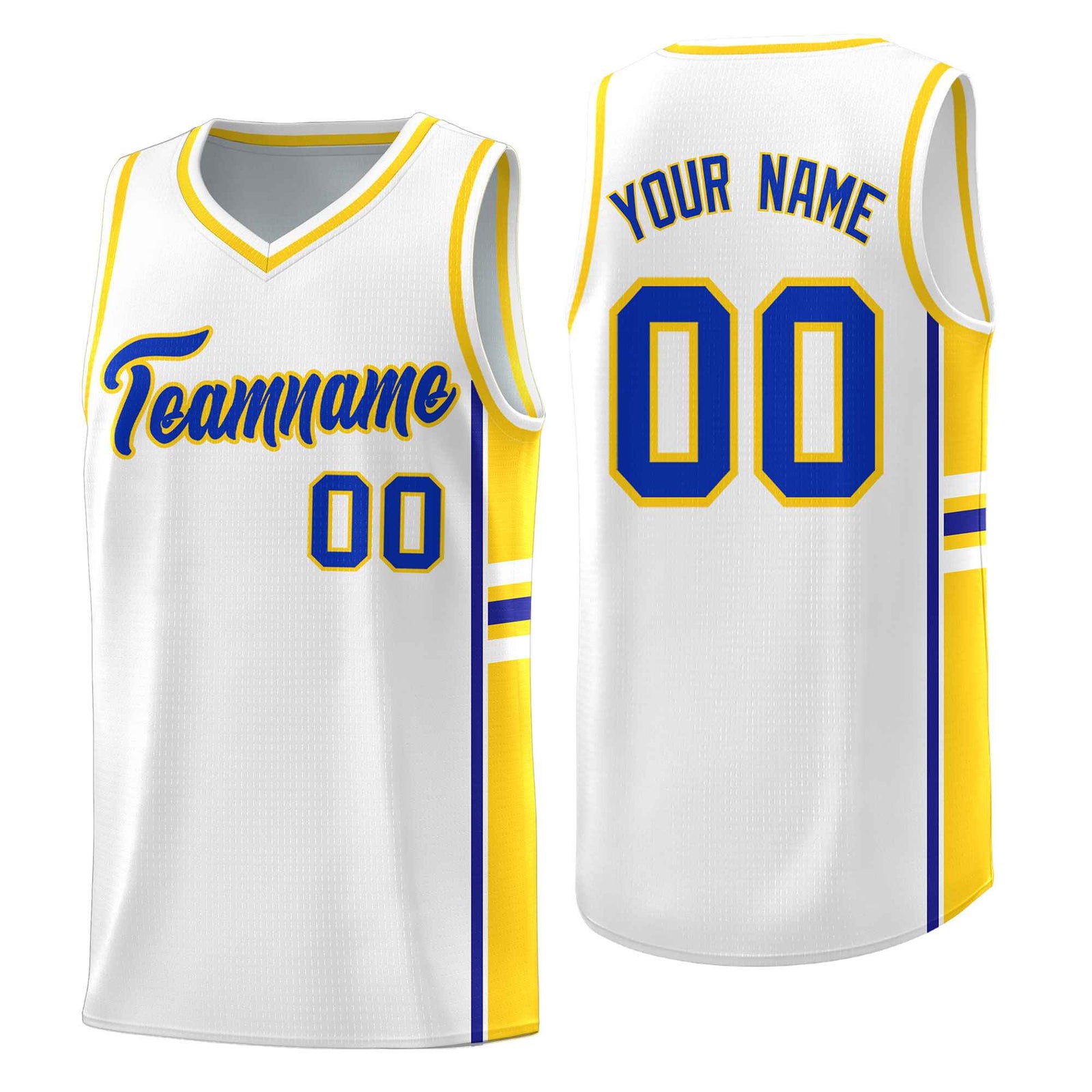 Custom Youth Basketball Jersey - White Fluorescent Yellow Two-Tone Varsity Jersey Set
