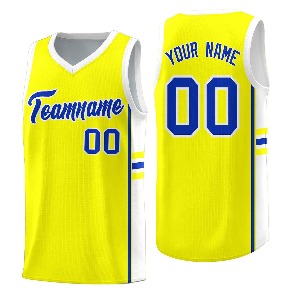Custom Youth Basketball Jersey - Fluorescent Yellow White Two-Tone Classic Varsity Uniform