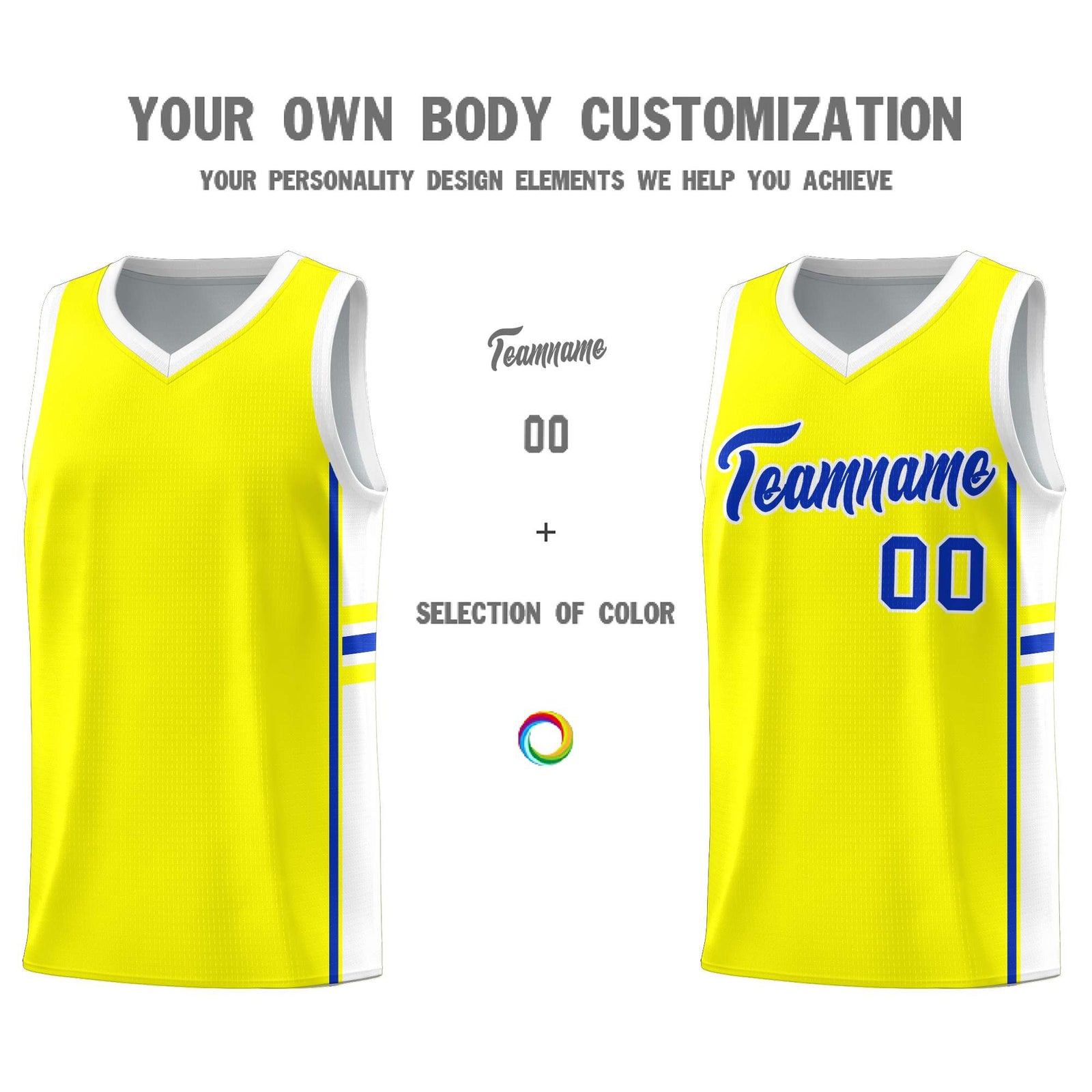 Custom Youth Basketball Jersey - Fluorescent Yellow White Two-Tone Classic Varsity Uniform