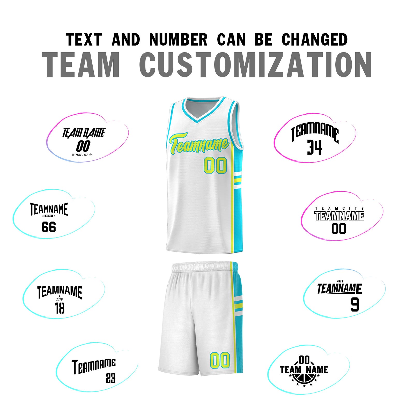 Custom Youth Basketball Jersey - White Sky Blue Two-Tone Varsity Jersey Set