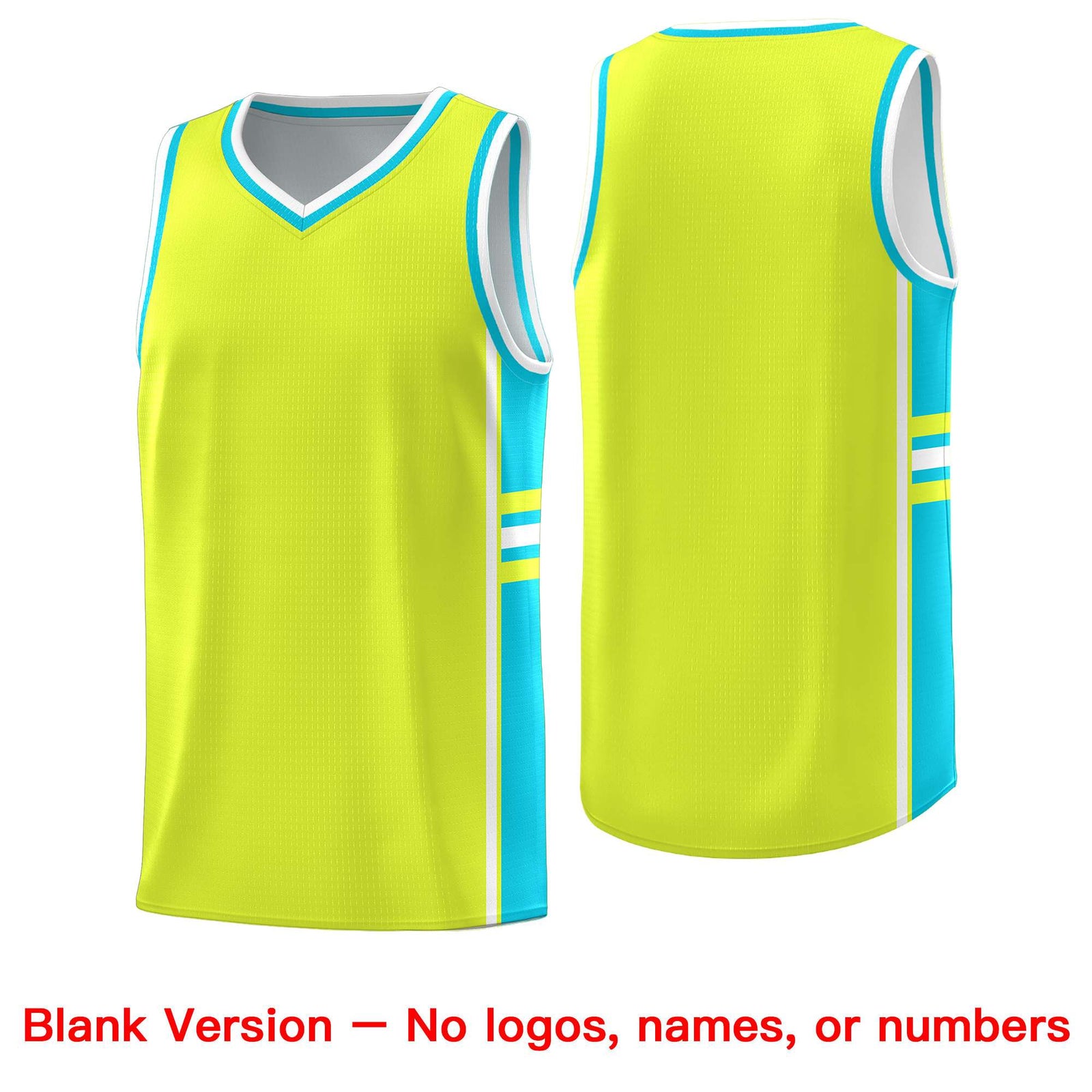Custom Youth Basketball Jersey - Fluorescent Green Sky Blue Two-Tone Classic Varsity Uniform