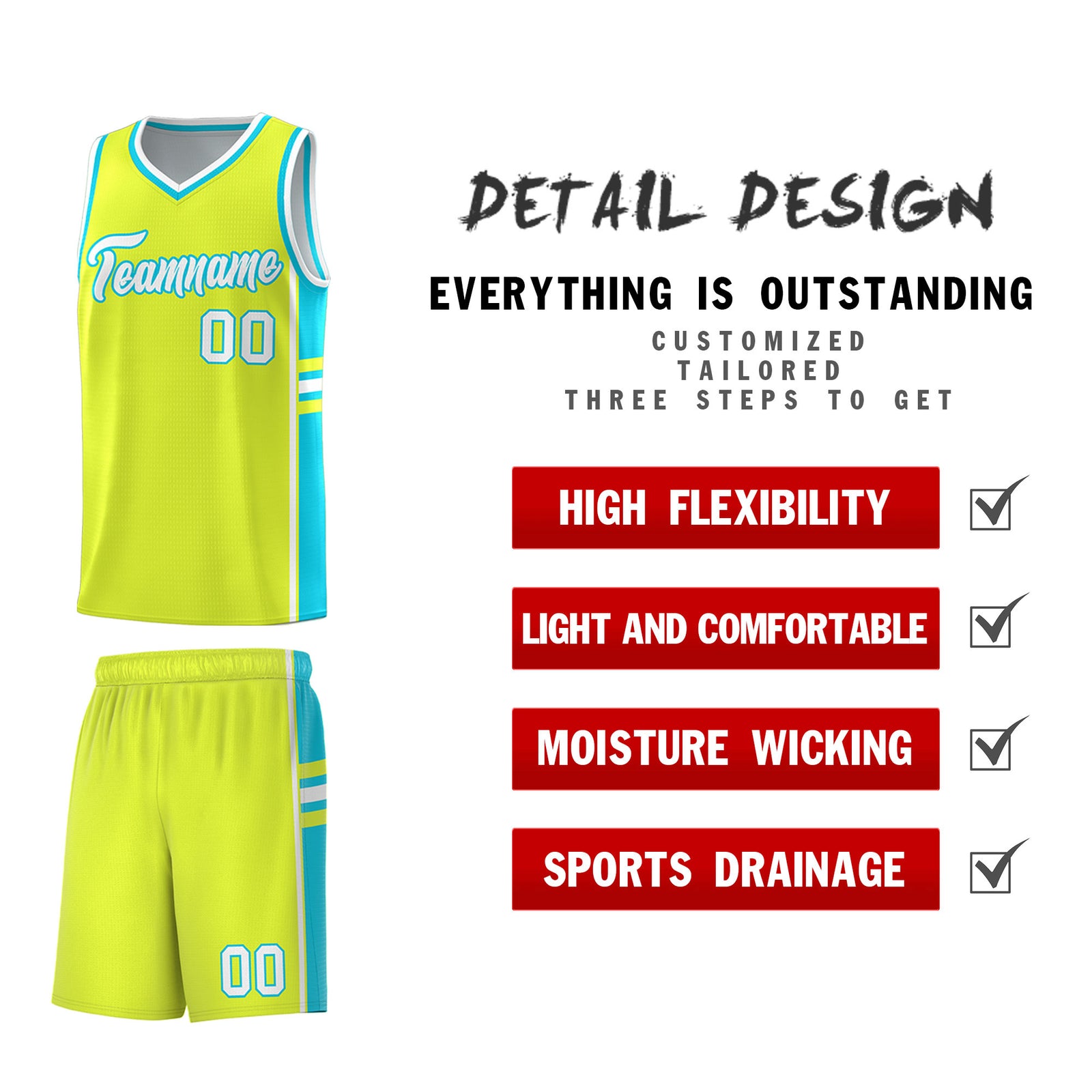 Custom Youth Basketball Jersey - Fluorescent Green Sky Blue Two-Tone Classic Varsity Uniform