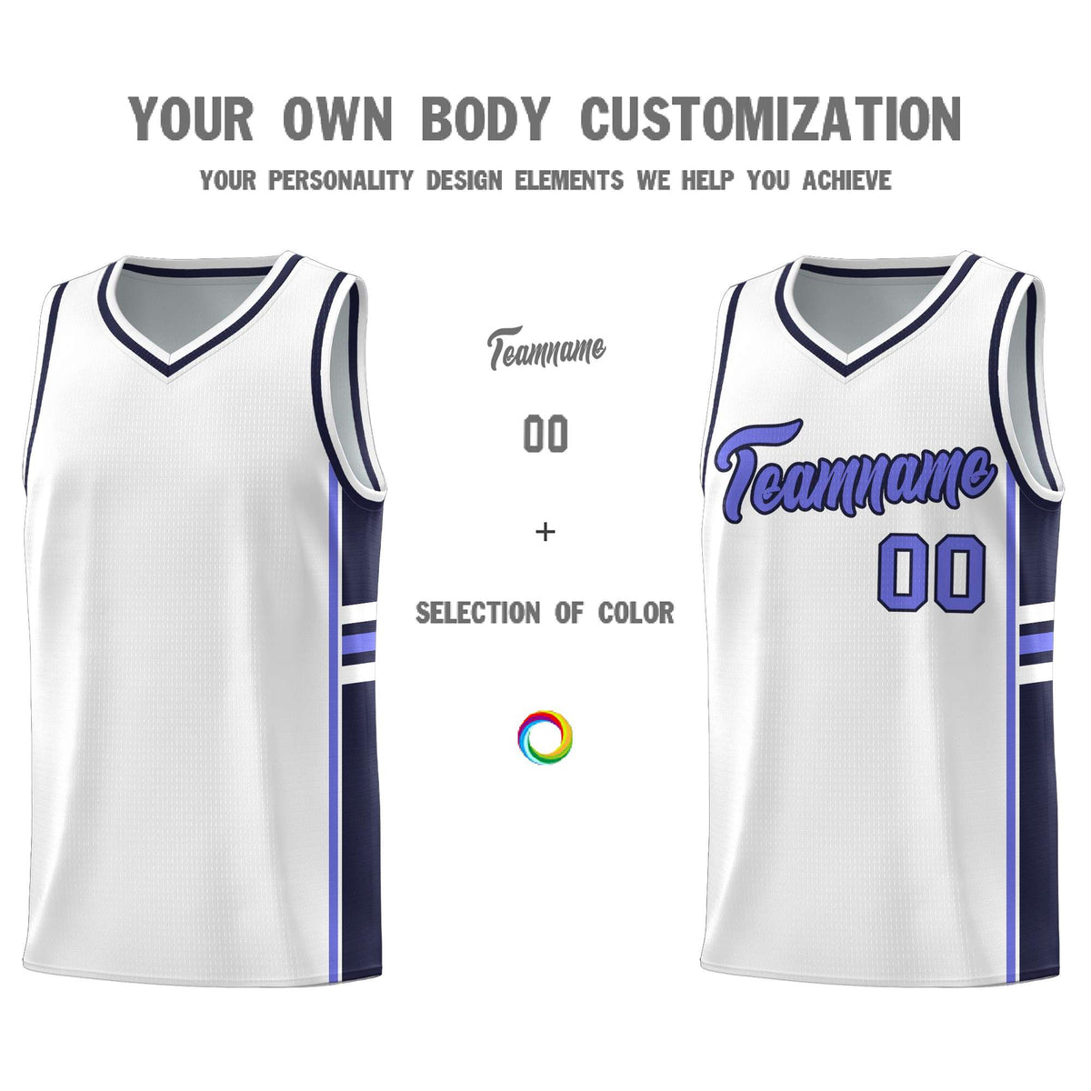 Custom Youth Basketball Jersey - White Navy Two-Tone Varsity Jersey Set