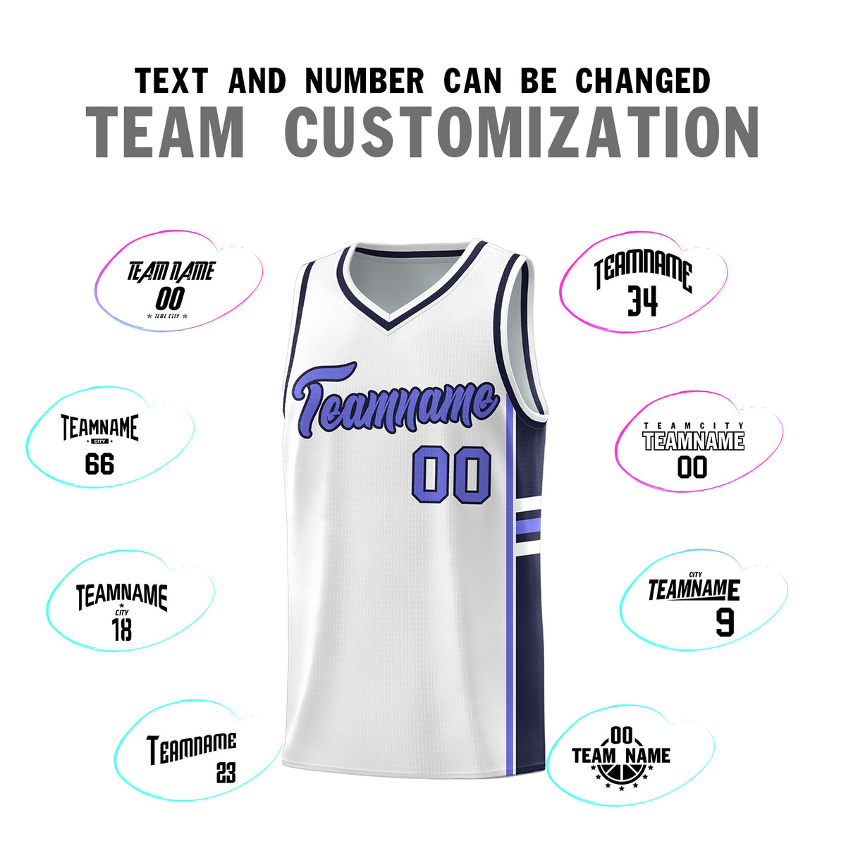 Custom Youth Basketball Jersey - White Navy Two-Tone Varsity Jersey Set
