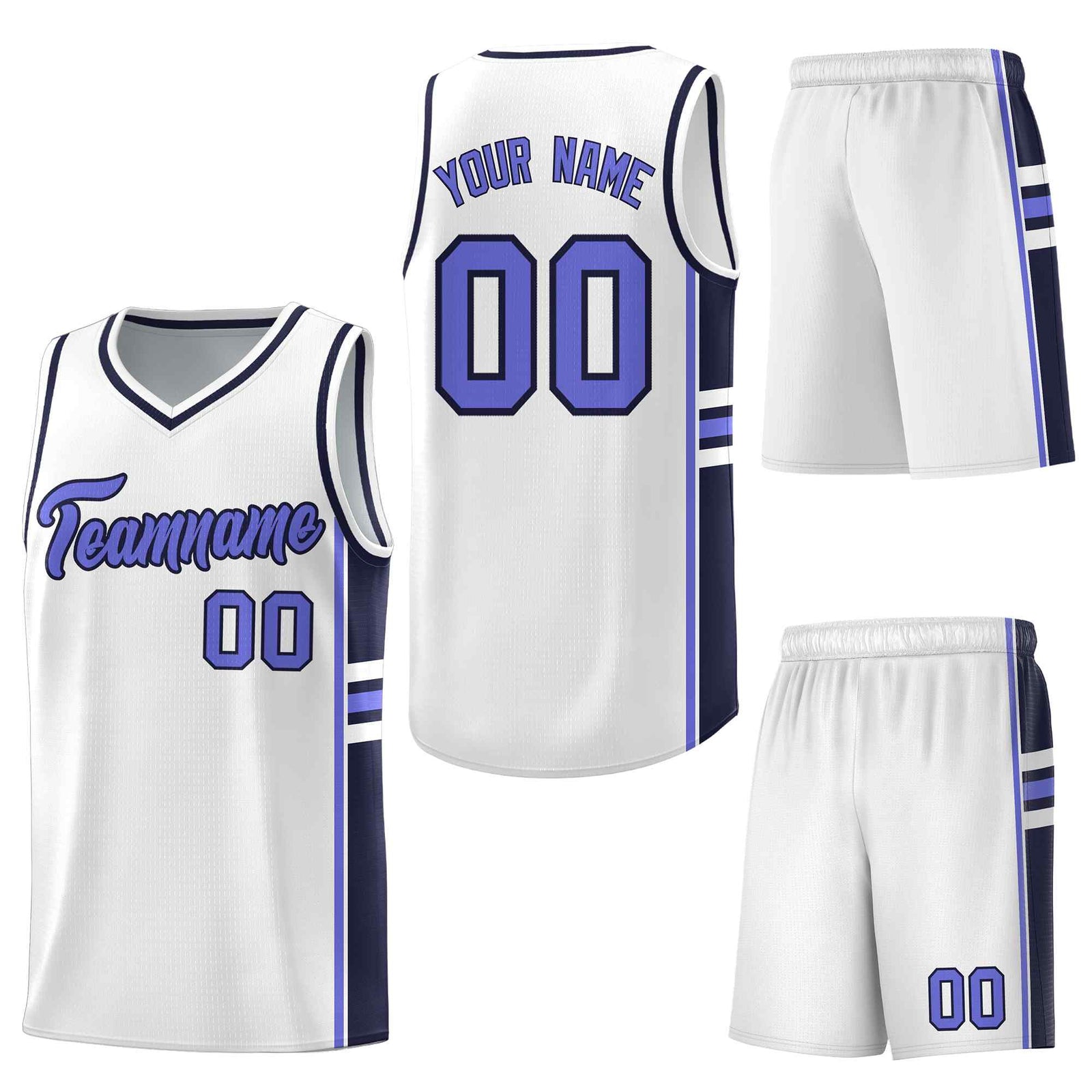 Custom White Navy Classic Color Block Lightweight Personalized Uniform Basketball Jersey