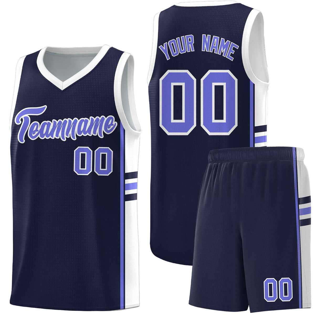 Custom Youth Basketball Jersey - Navy White Personalized Varsity Two-Tone Uniform