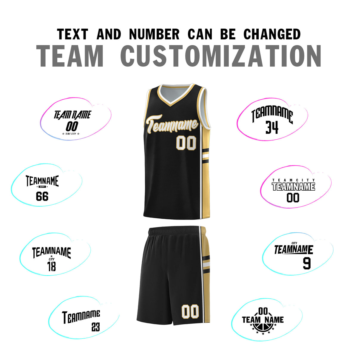 Custom Youth Basketball Jersey - Black Old Gold Two-Tone Classic Varsity Uniform