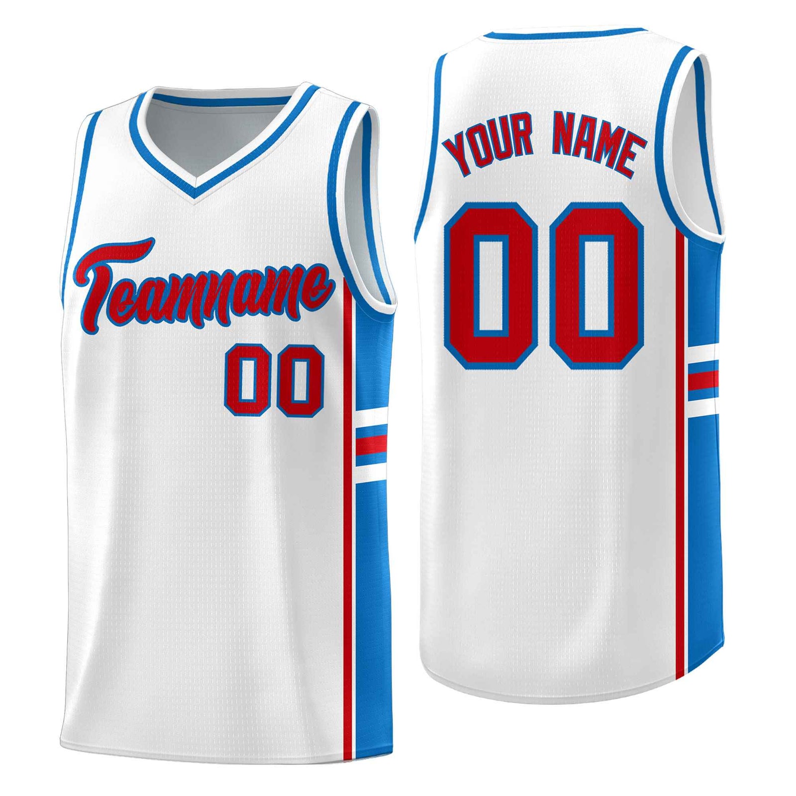 Custom Youth Basketball Jersey - White Royal Two-Tone Varsity Jersey Set