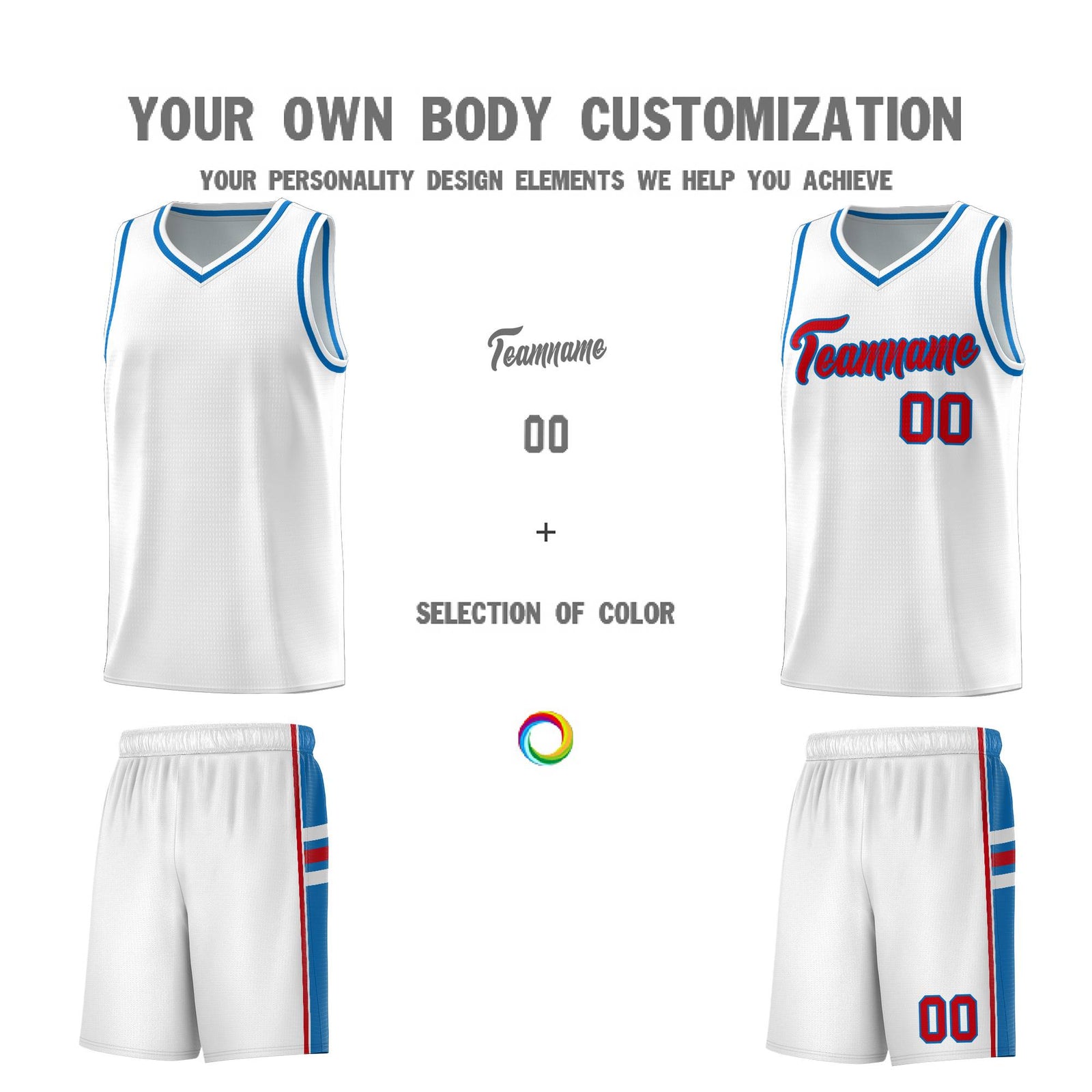 Custom Youth Basketball Jersey - White Royal Two-Tone Varsity Jersey Set