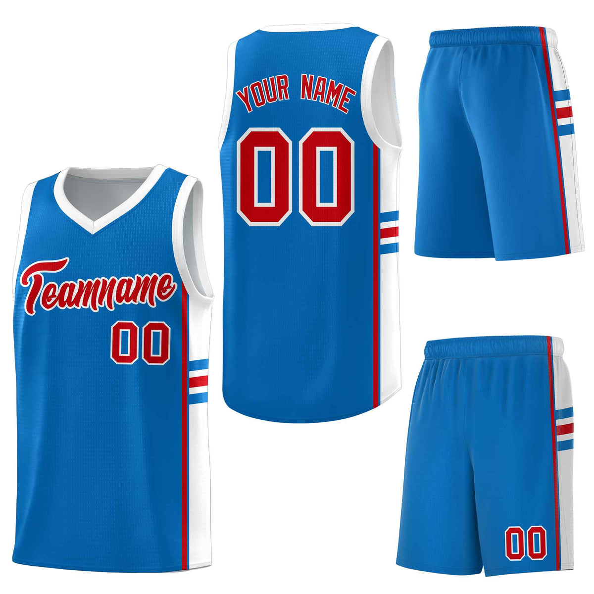 Custom Royal White Classic Color Block Quick-Drying Personalized Uniform Basketball Jersey