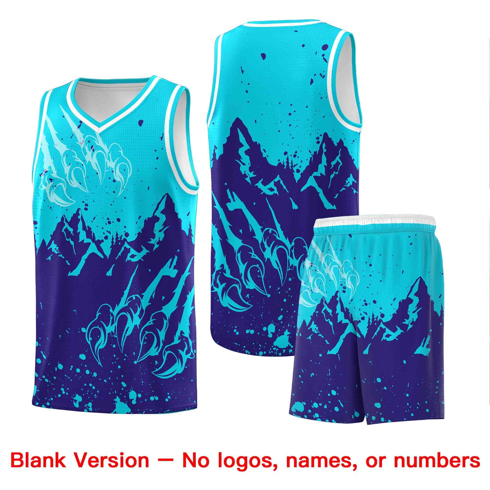 Custom Sky Blue Royal Snow Mountain Beast Pattern Sports Uniform Basketball Jersey