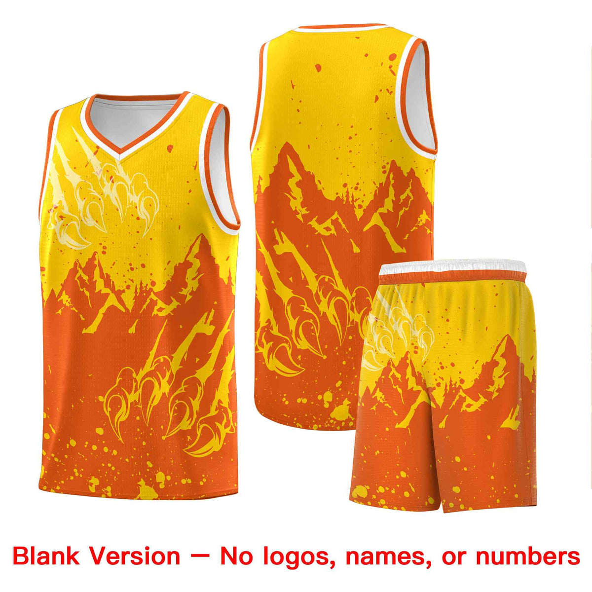 Custom Gold Orange Snow Mountain Beast Pattern Sports Uniform Basketball Jersey