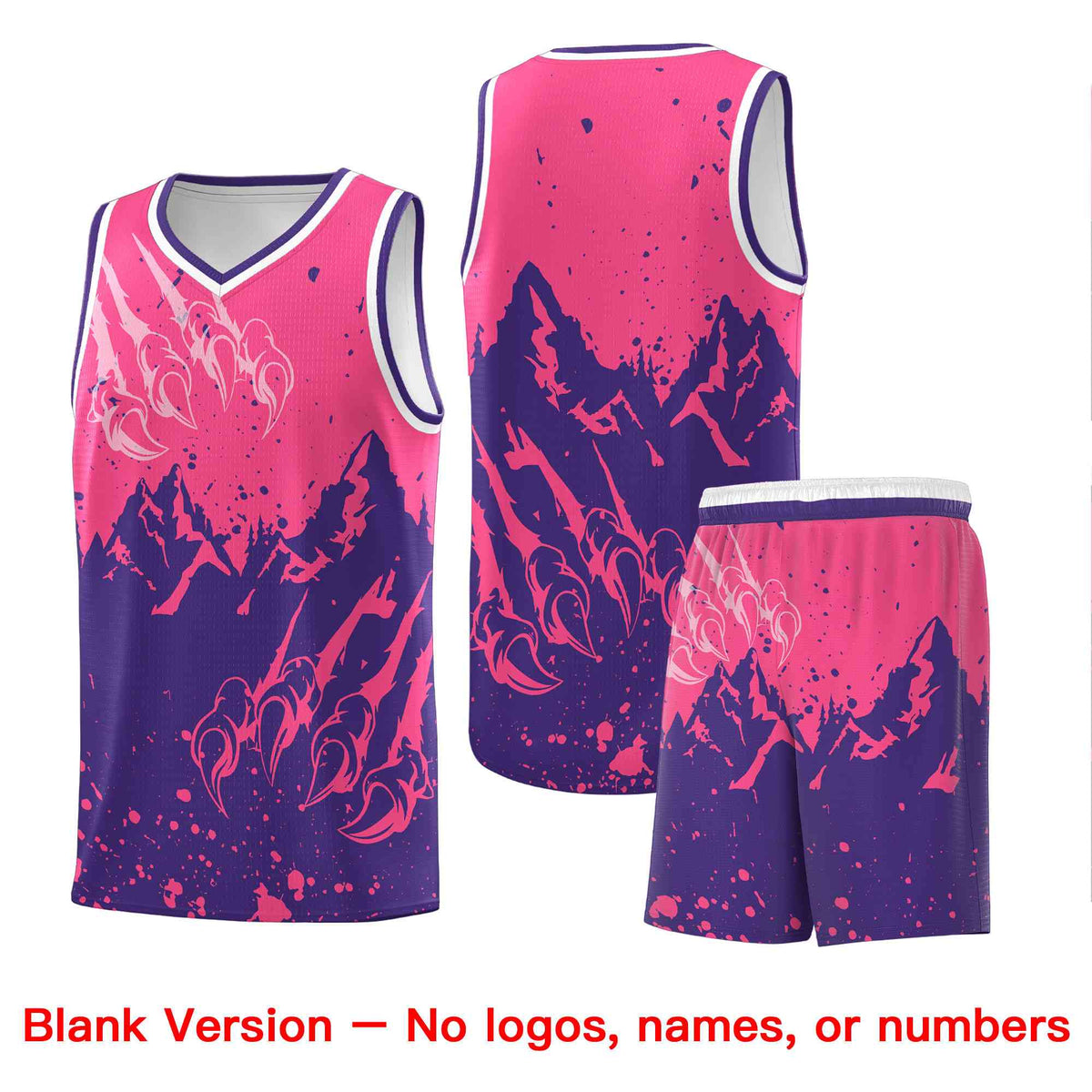 Custom Pink Purple Snow Mountain Beast Pattern Sports Uniform Basketball Jersey| KXKSHOP