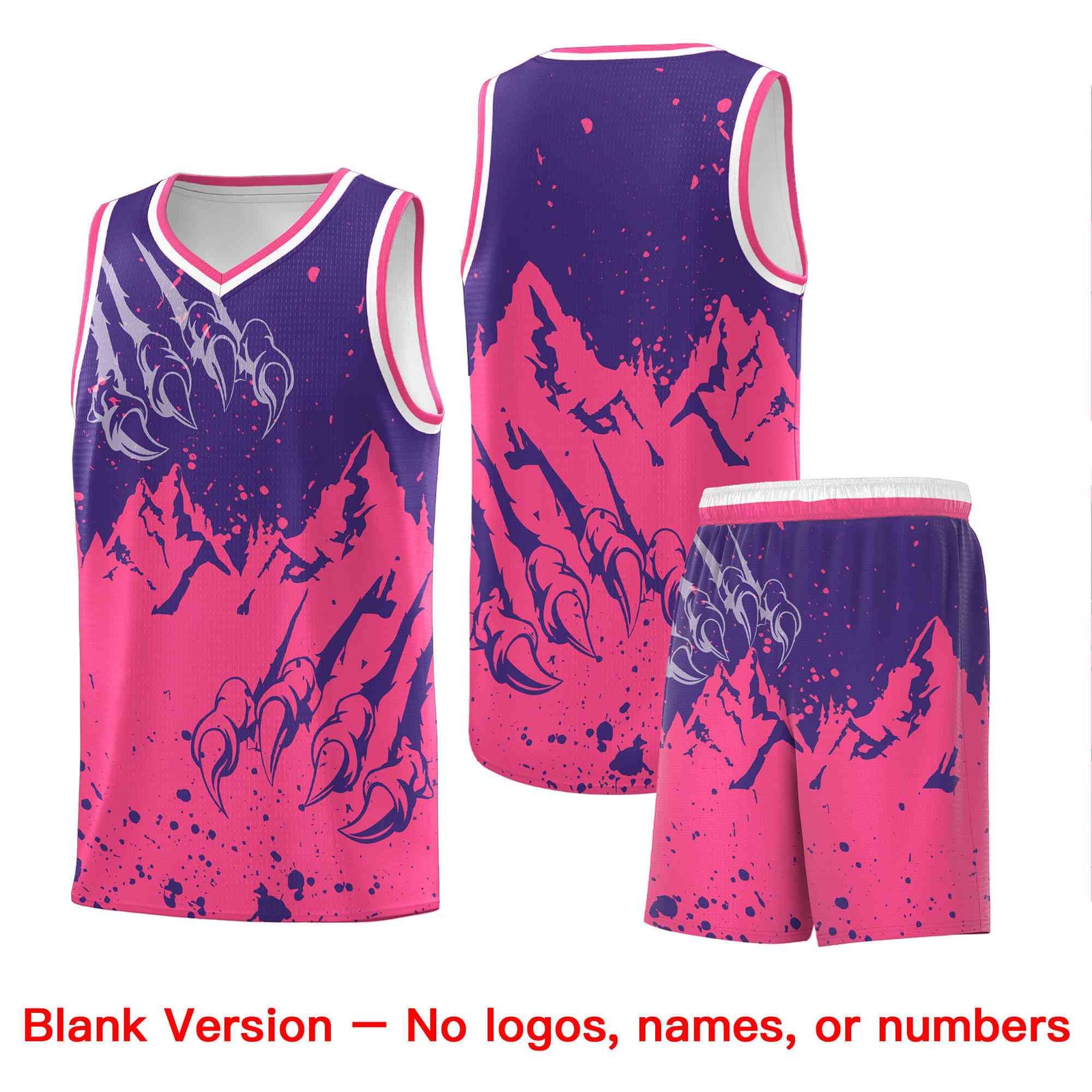 Custom Purple Pink Snow Mountain Beast Pattern Sports Uniform Basketball Jersey| KXKSHOP