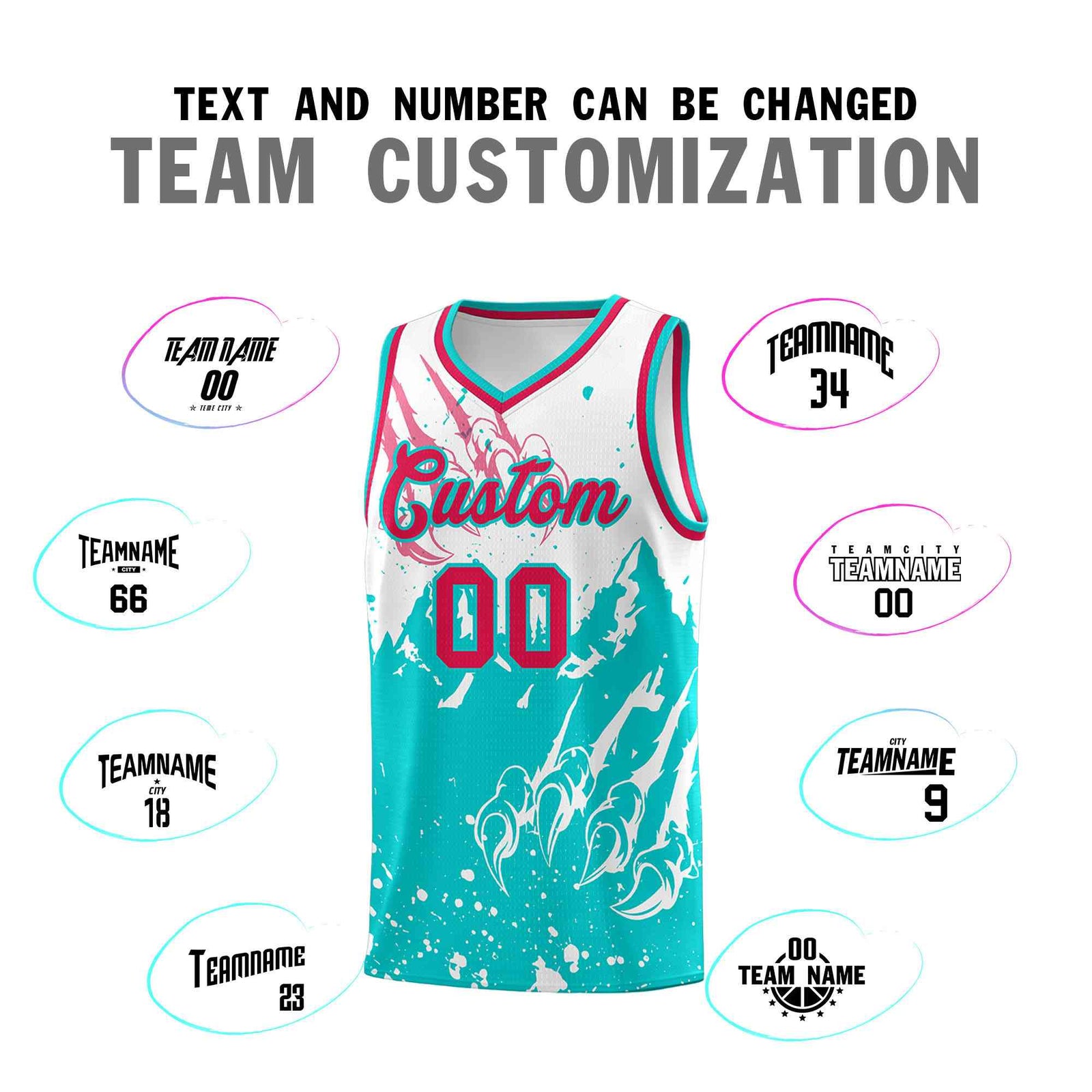 Custom White Aqua Snow Mountain Beast Pattern Sports Uniform Basketball Jersey| KXKSHOP